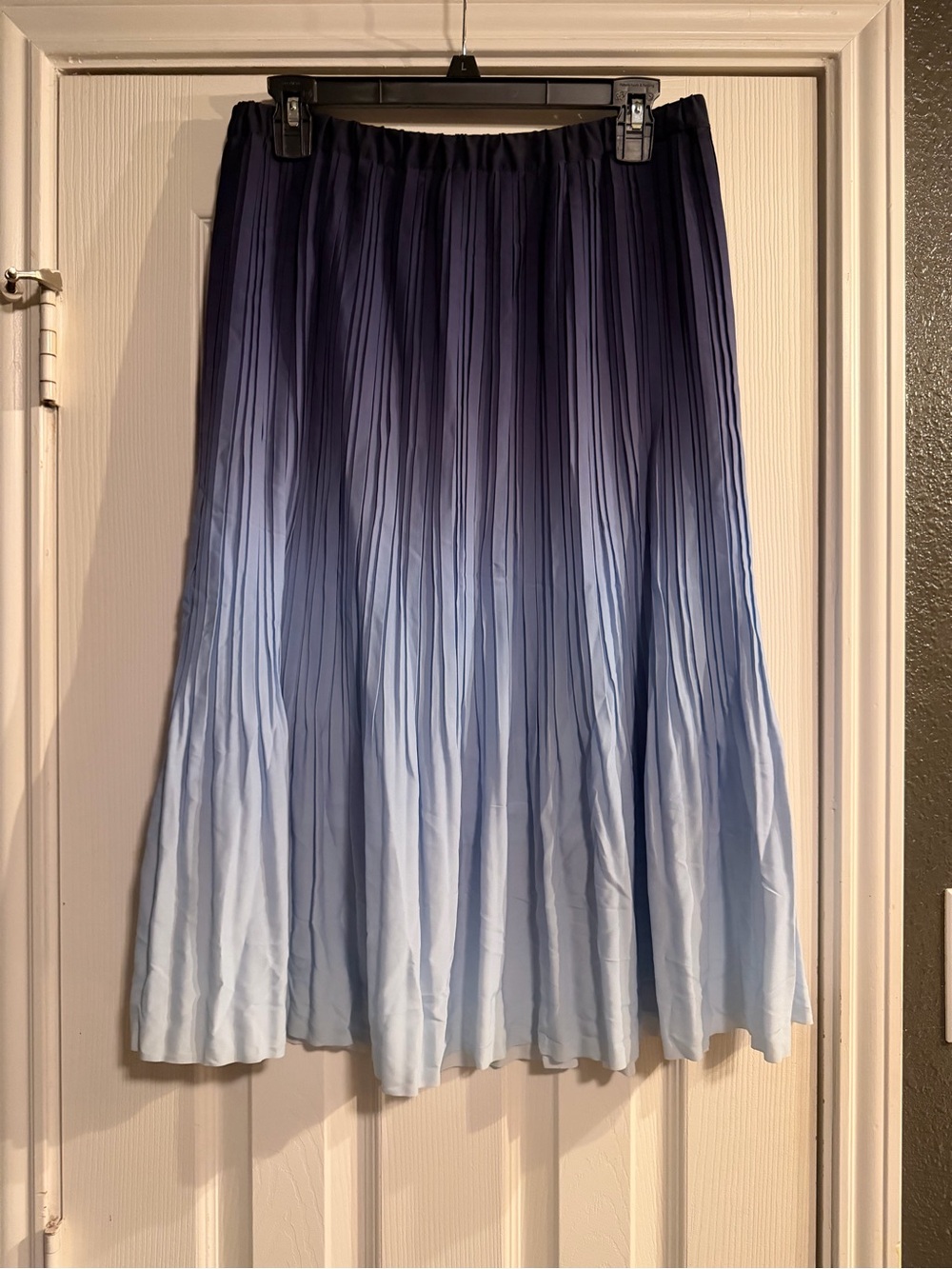 Banana Republic Factory Navy to Light Blue Ombre Pleated Midi Skirt